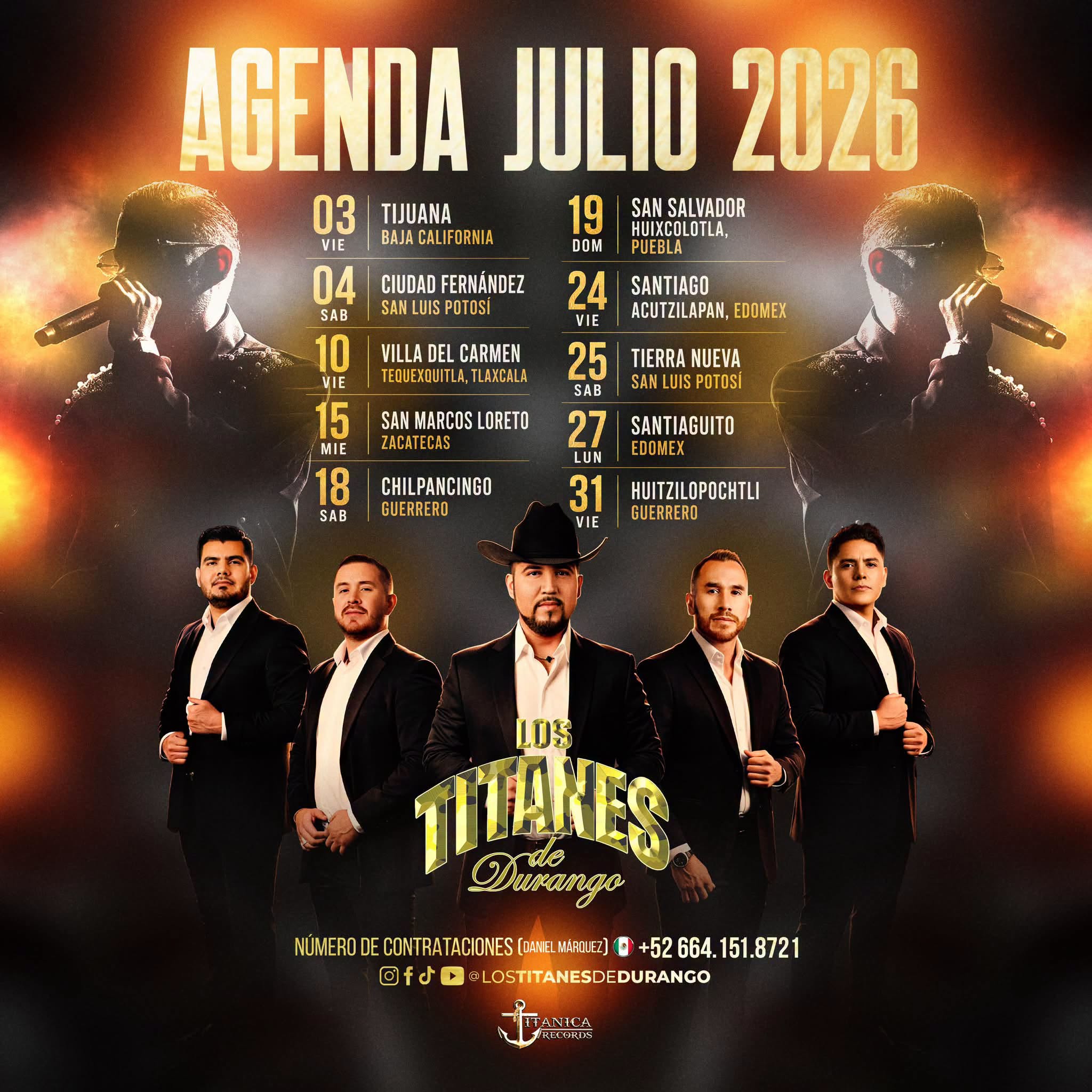 Agenda titanes de durango julio 2026