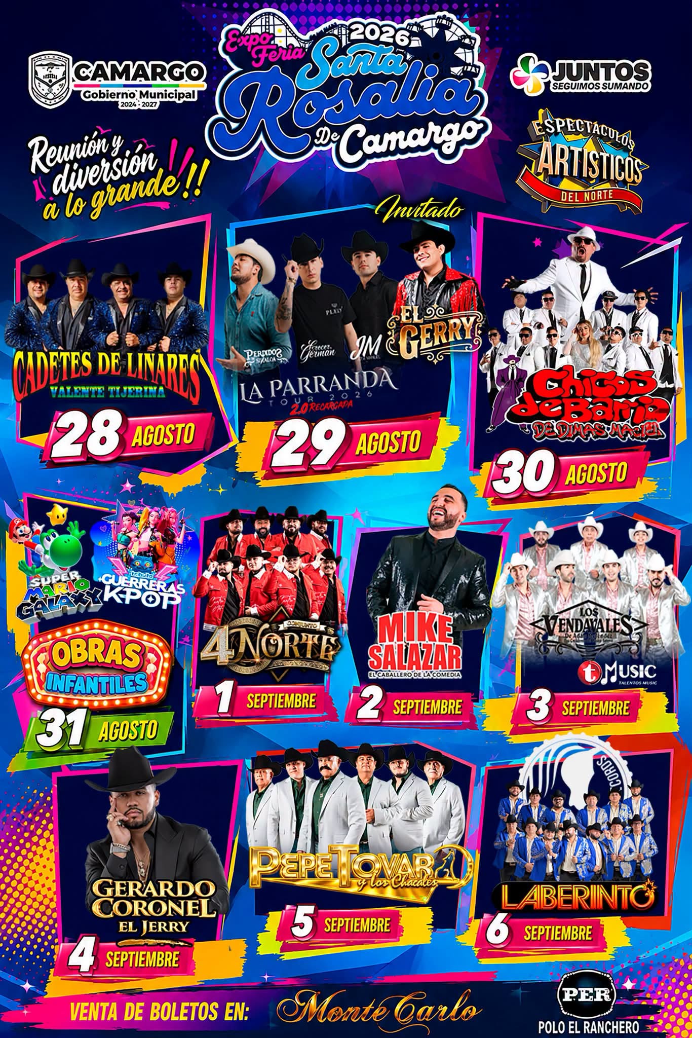 Expo Feria Santa Rosalía de Camargo 2026 elenco