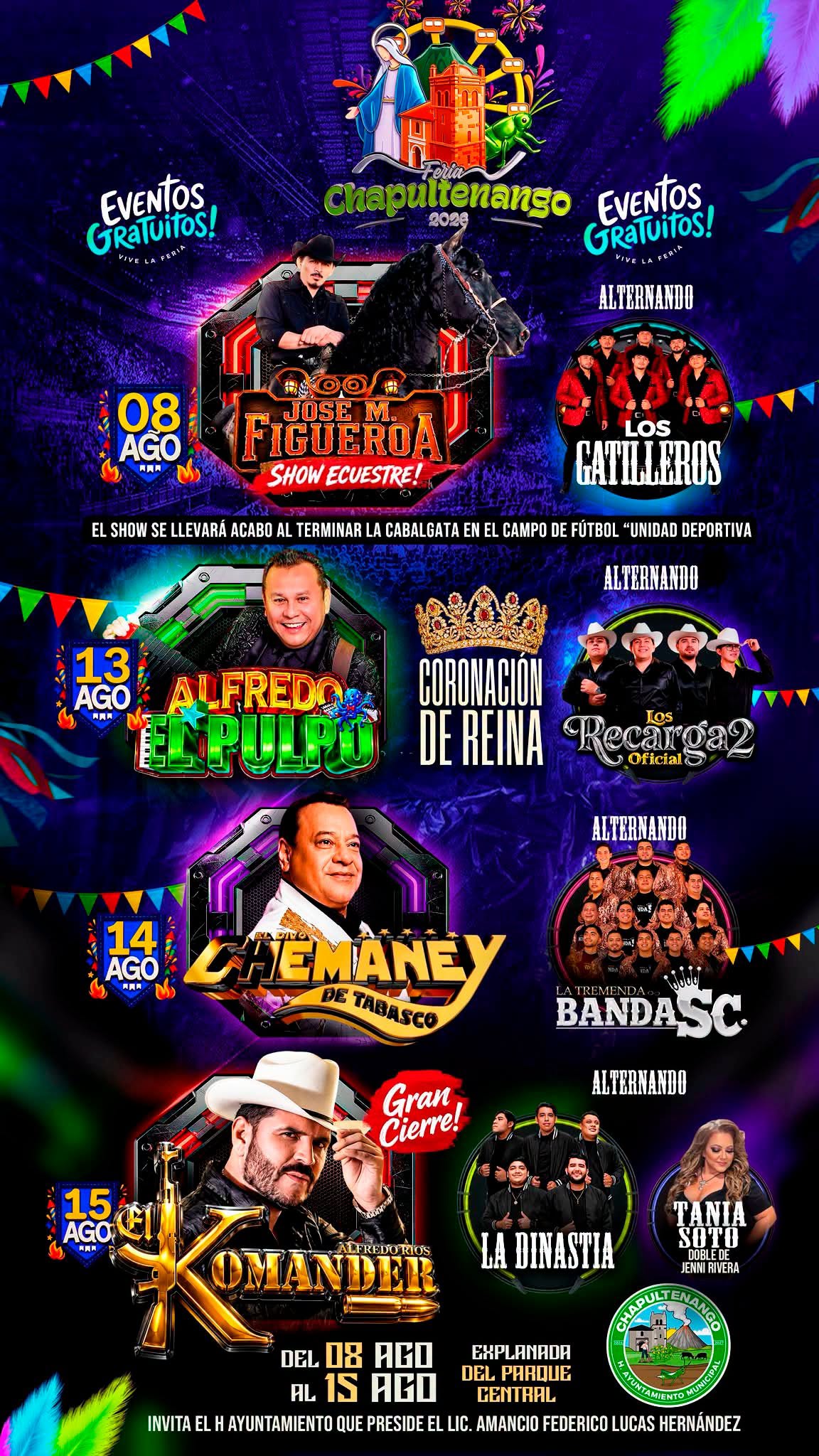 Cartelera Artística Feria Chapultenango 2026