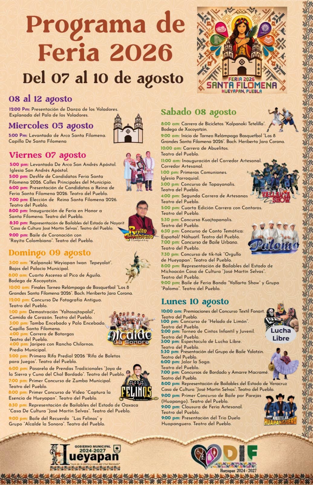 Programa completo Feria Hueyapan Puebla 2026