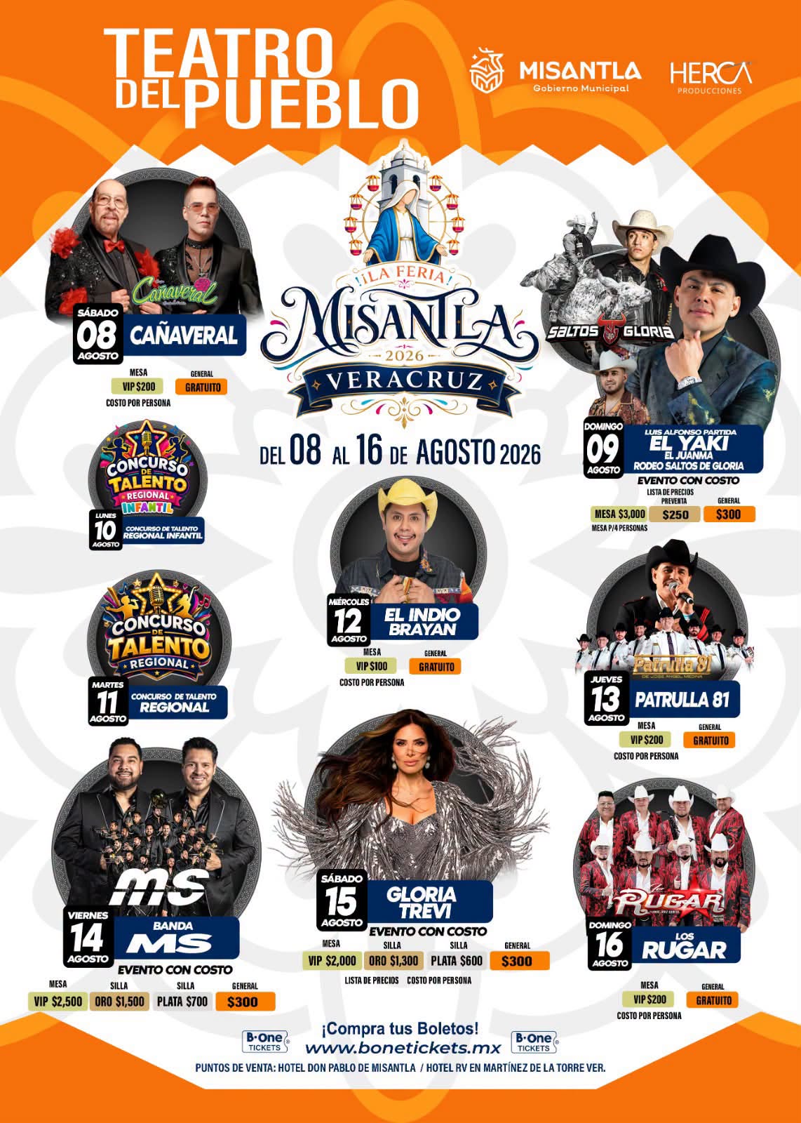 Cartelera Artística Feria Patronal Misantla 2026