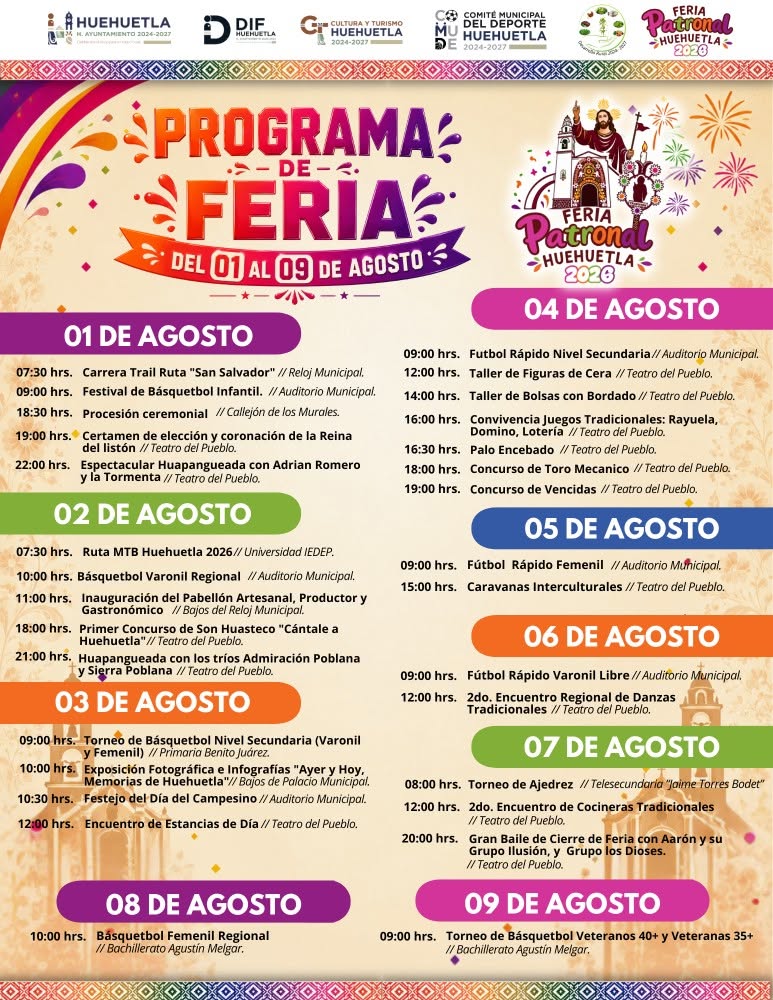 Programa Feria Patronal Huehuetla Puebla 2026