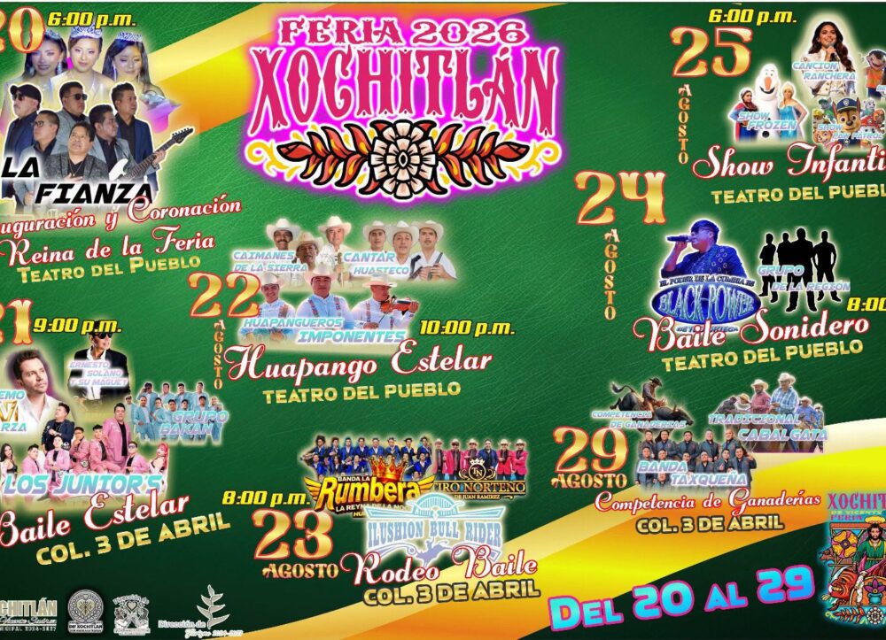 Feria Patronal Xochitlán de Vicente Suárez 2026 elenco