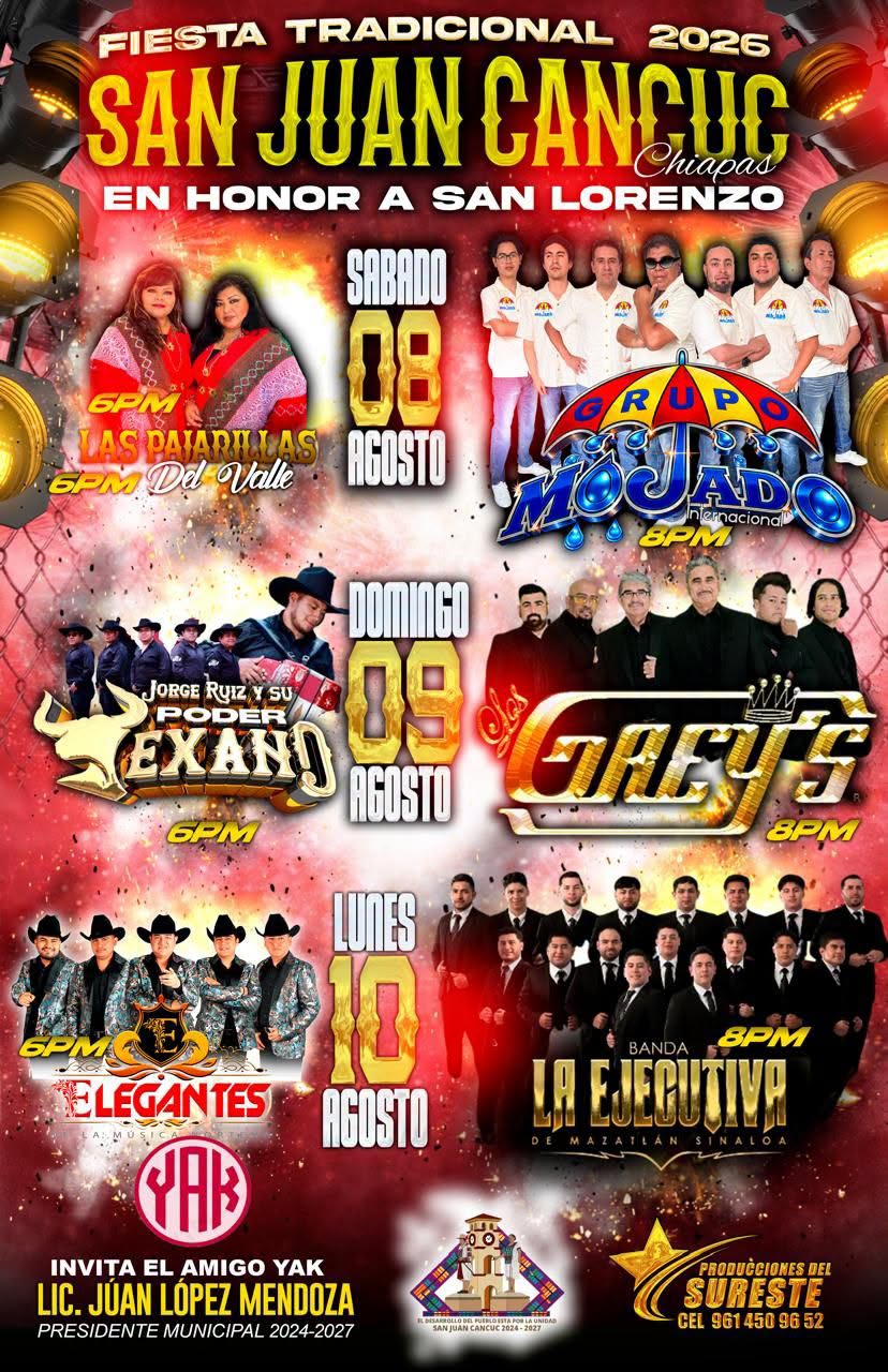 Cartelera Artística Feria San Juan Cancuc 2026