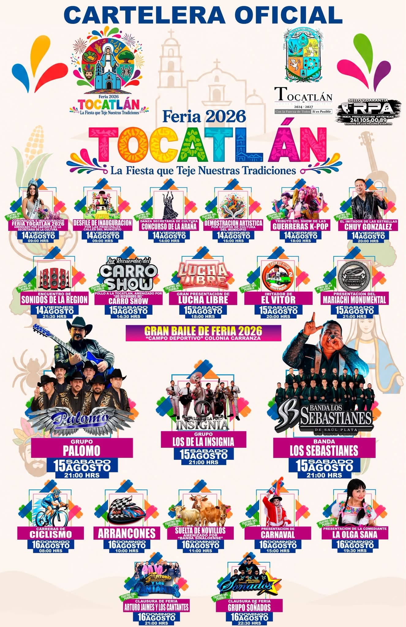 Programa y Cartelera Artística Feria Tocatlán 2026