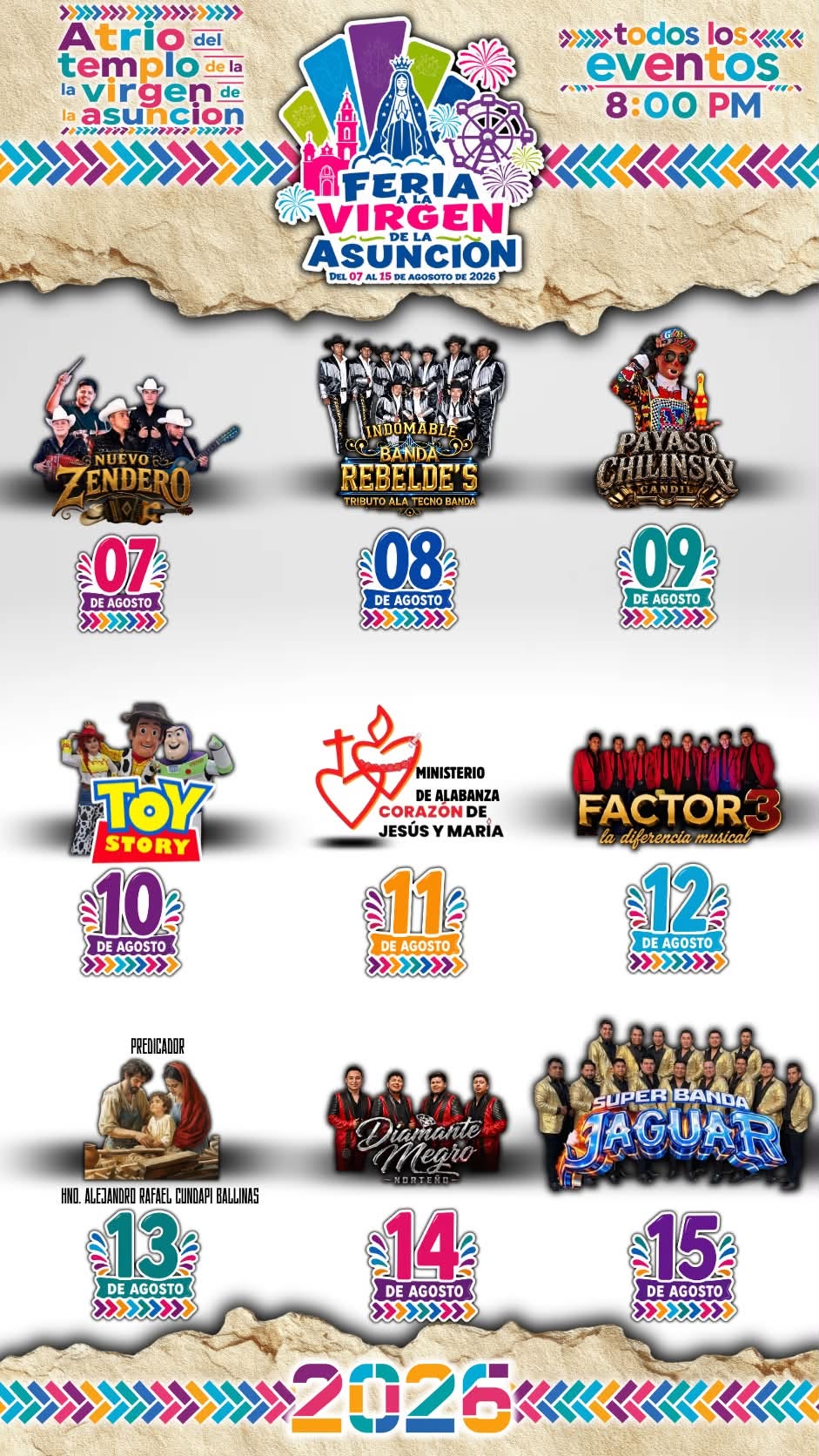 Feria a la Virgen de la Asunción Copoya 2026 elenco