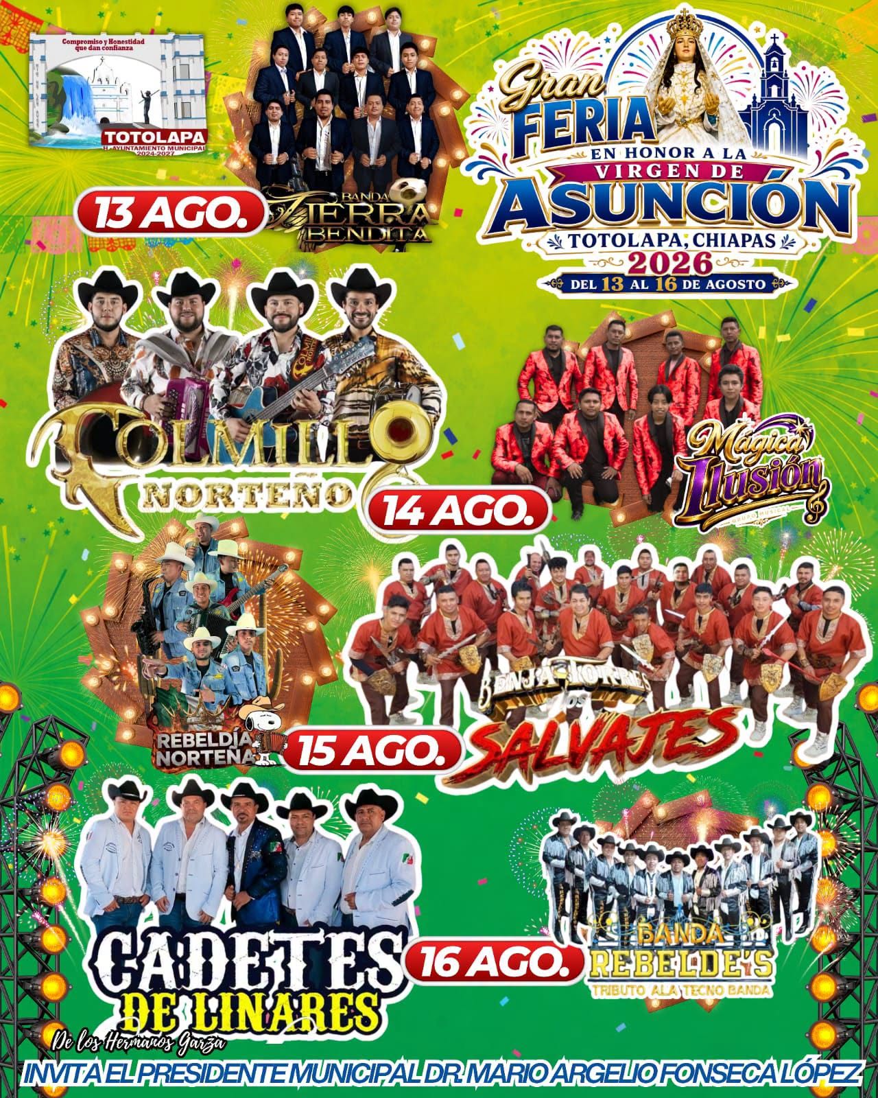 Feria a la Virgen de la Asunción Totolapa 2026 elenco