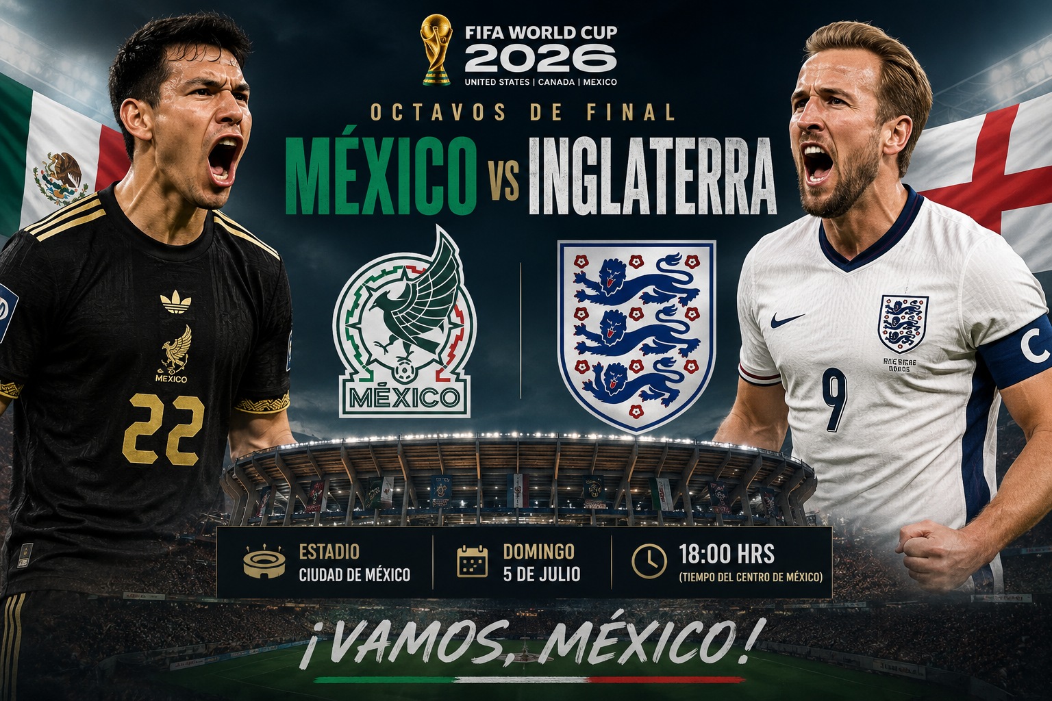mexico vs inglaterra octavos de final 2026
