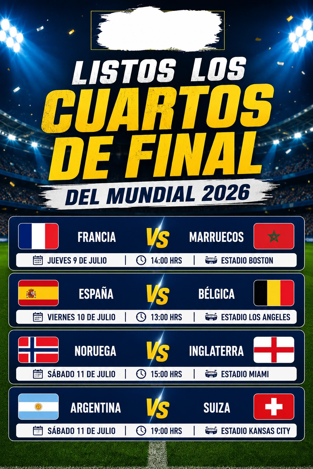 partidos cuartos de final mundial 2026