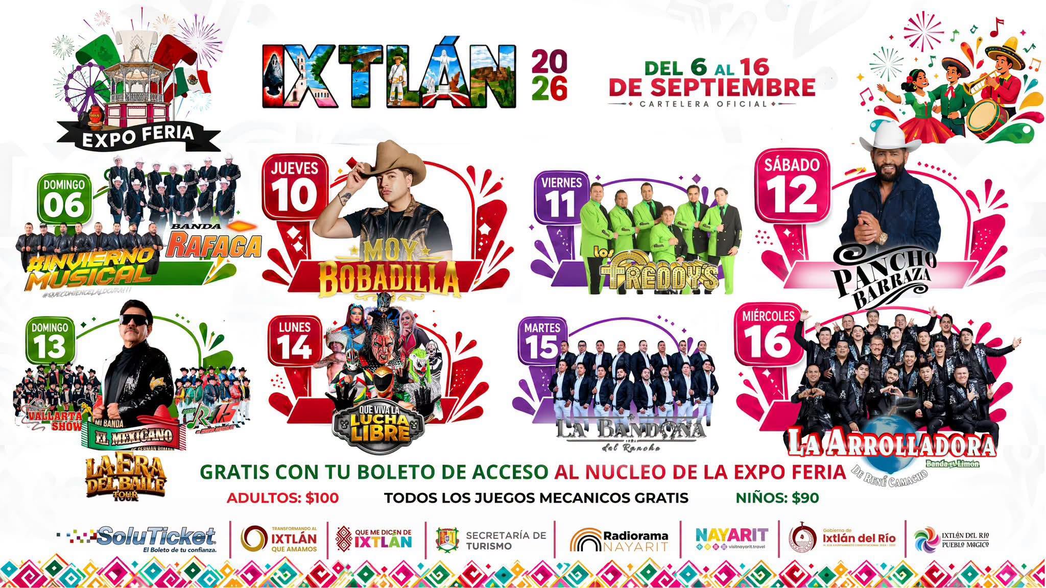 Cartelera artística Expo Feria Ixtlán 2026