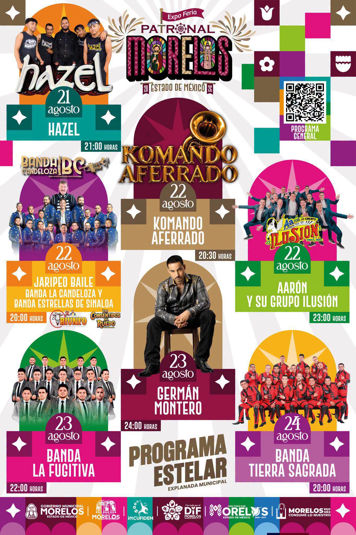 Cartelera artística Expo Feria Patronal Morelos Edomex 2026