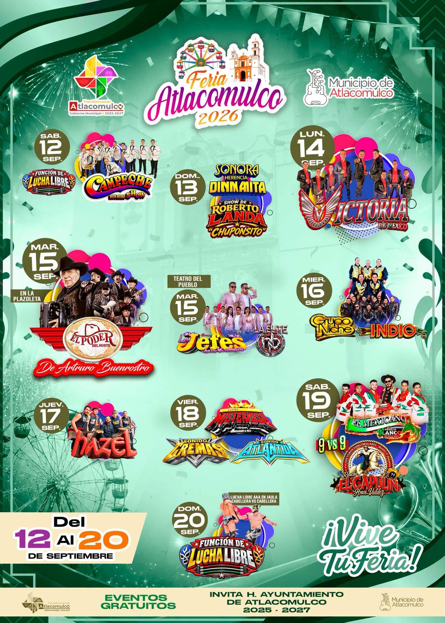 Cartelera artística Feria Atlacomulco 2026