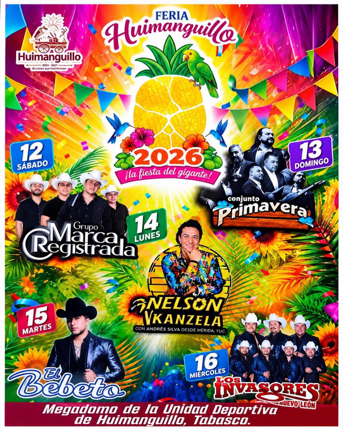 Cartelera artística Feria Huimanguillo 2026