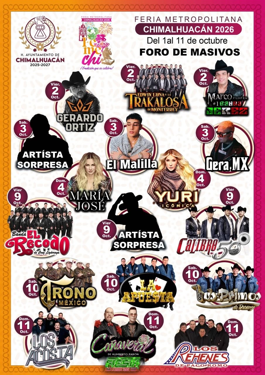 Cartelera artística Feria Metropolitana Chimalhuacán 2026