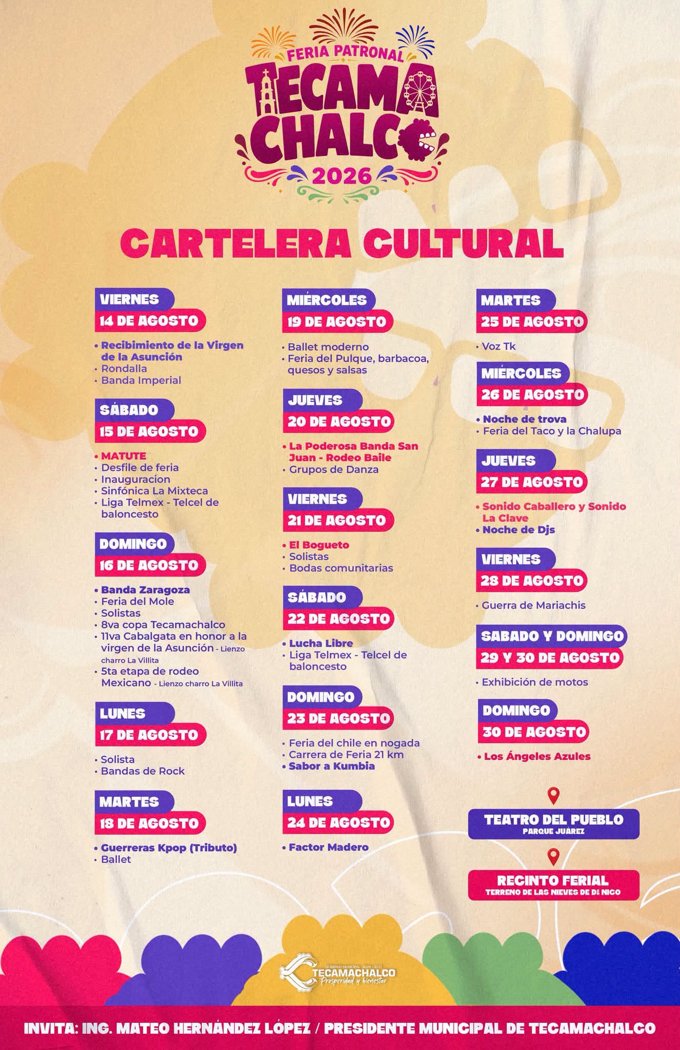 Cartelera cultural Feria Tecamachalco 2026