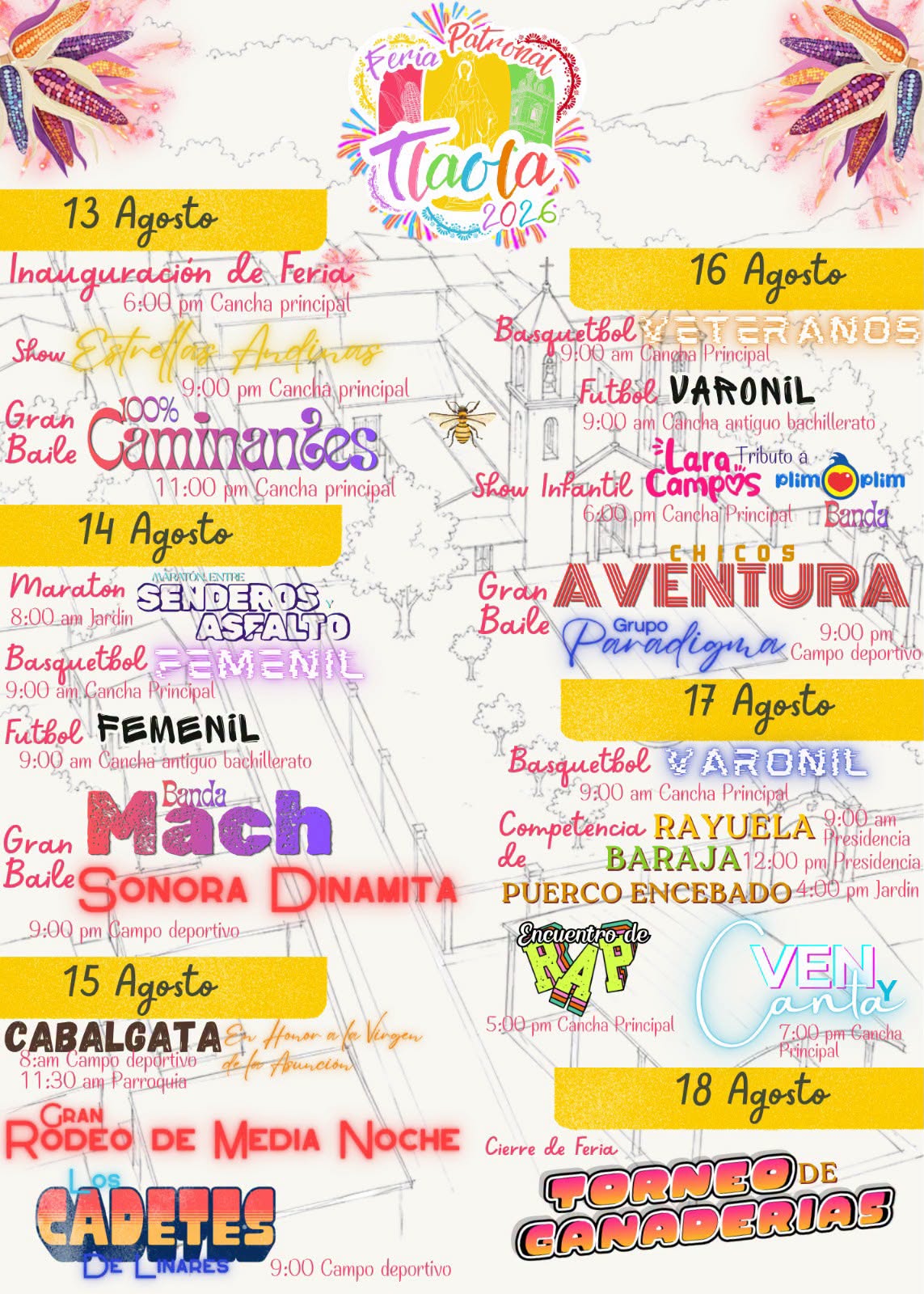 Cartelera Artística Feria Patronal Tlaola 2026