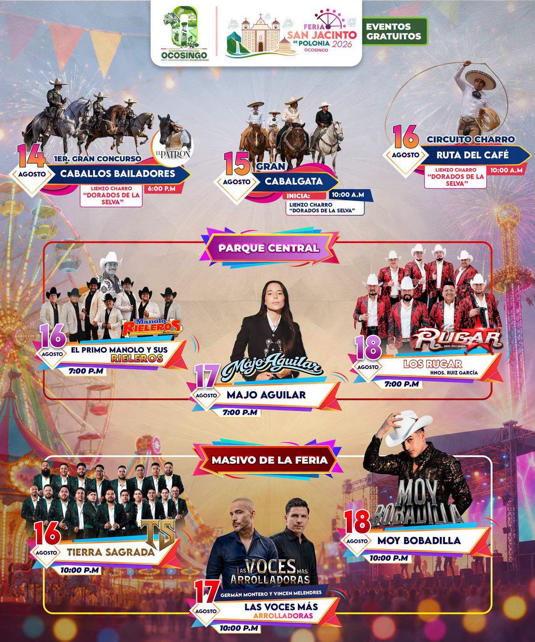 Cartelera Artística Feria San Jacinto de Polonia Ocosingo 2026