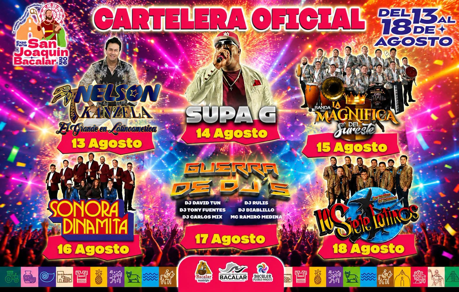 Cartelera Artística Feria San Joaquín Bacalar 2026