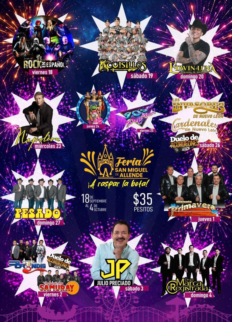 Cartelera artística Feria San Miguel de Allende 2026