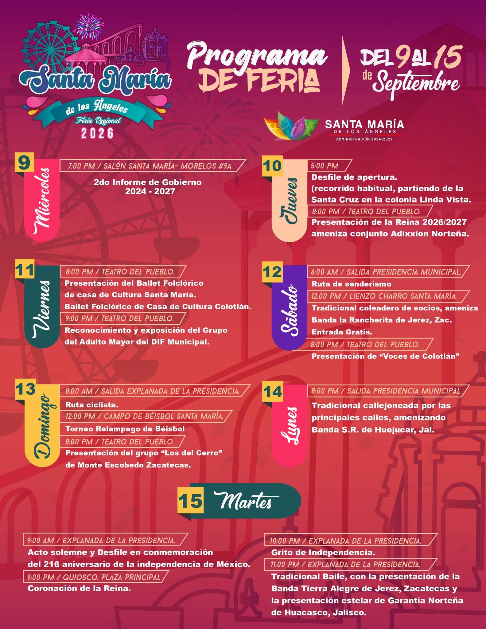 Programa Feria Regional Santa María de los Ángeles 2026