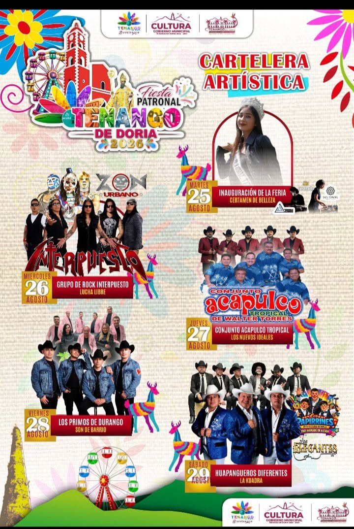 Cartelera Artística Feria Tenango de Doria 2026