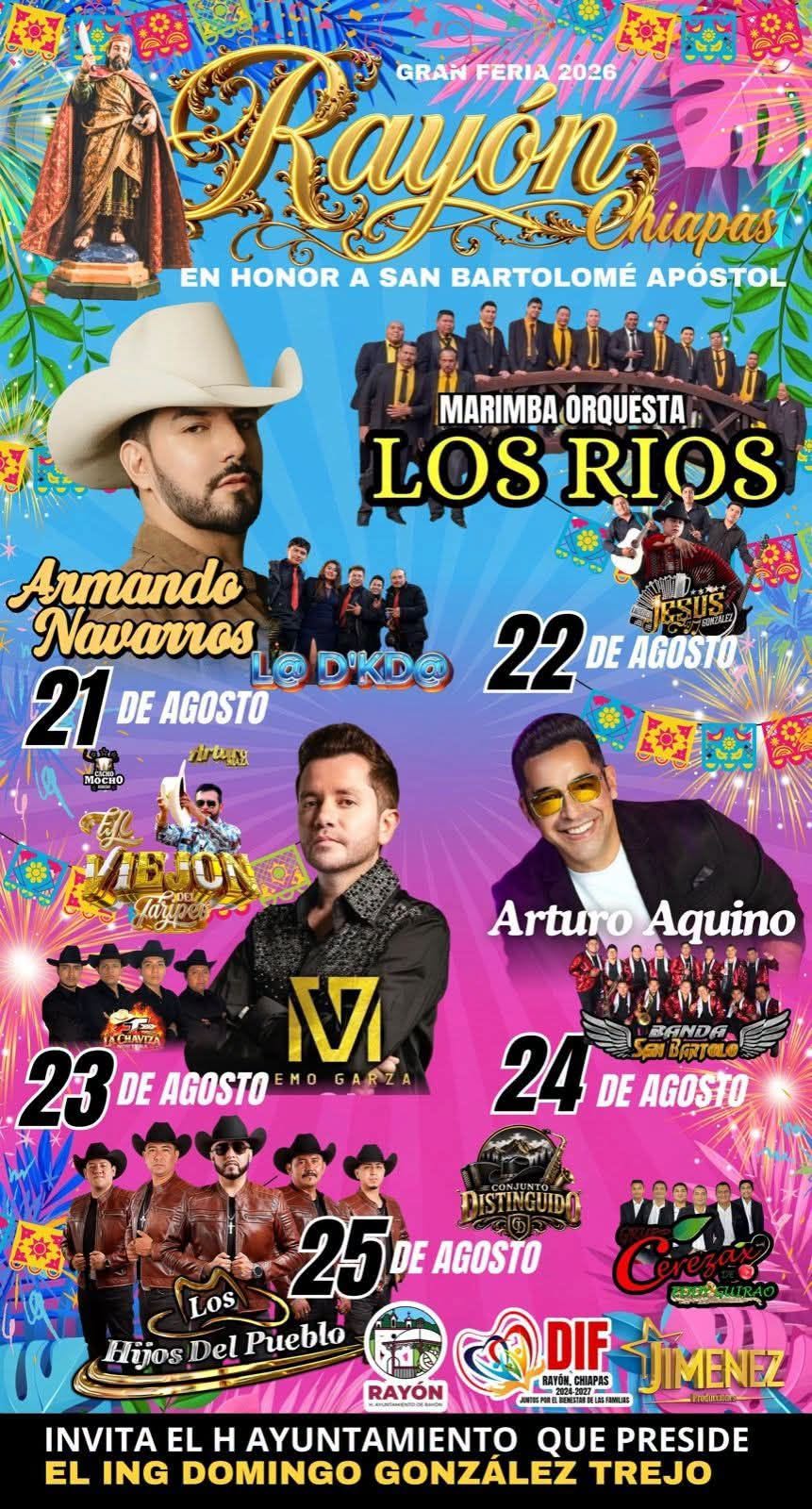 Feria de San Bartolomé Rayón 2026 elenco