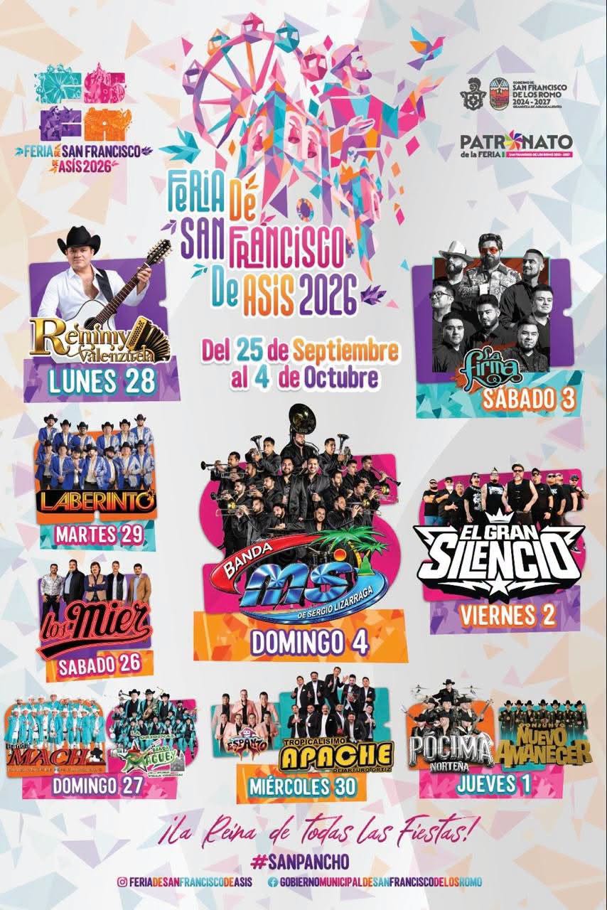 Cartelera artística Feria de San Francisco de Asís 2026