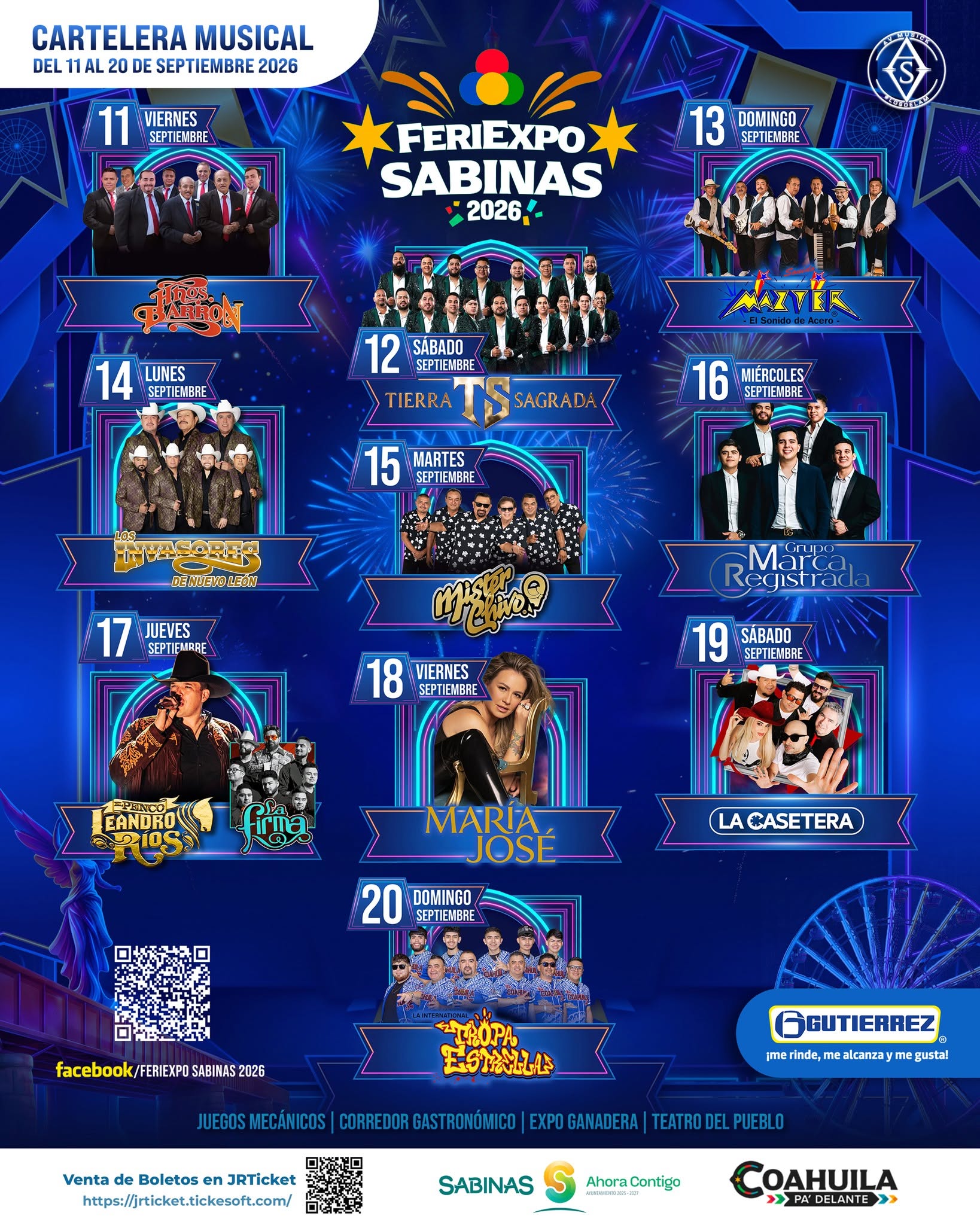 Cartelera Musical Feriexpo Sabinas 2026