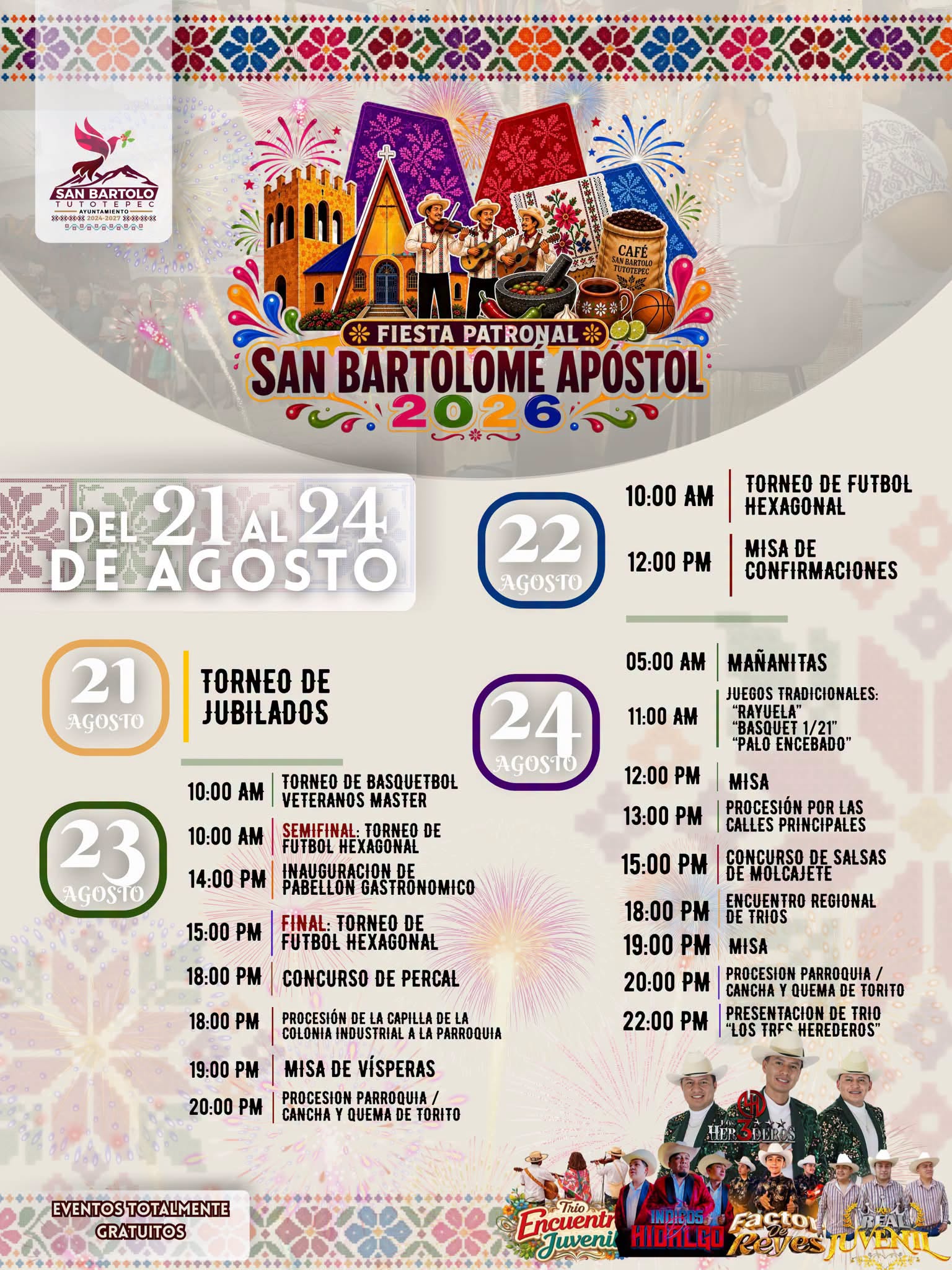 Programa Fiesta Patronal San Bartolo Tutotepec 2026