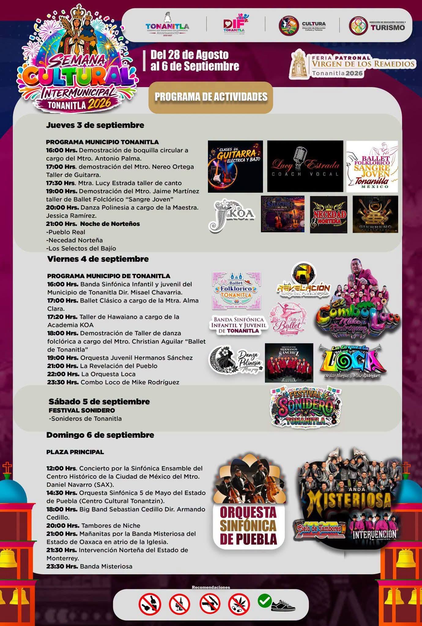Programa completo Fiesta Patronal Santa María Tonanitla 2026