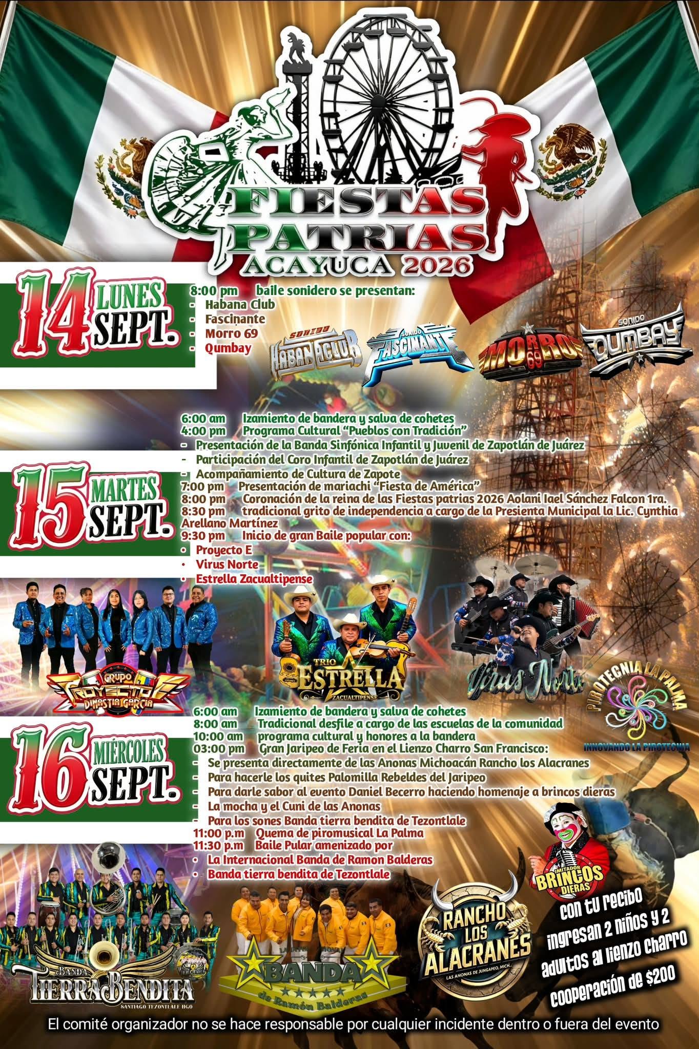 Programa Fiestas Patrias Acayuca 2026