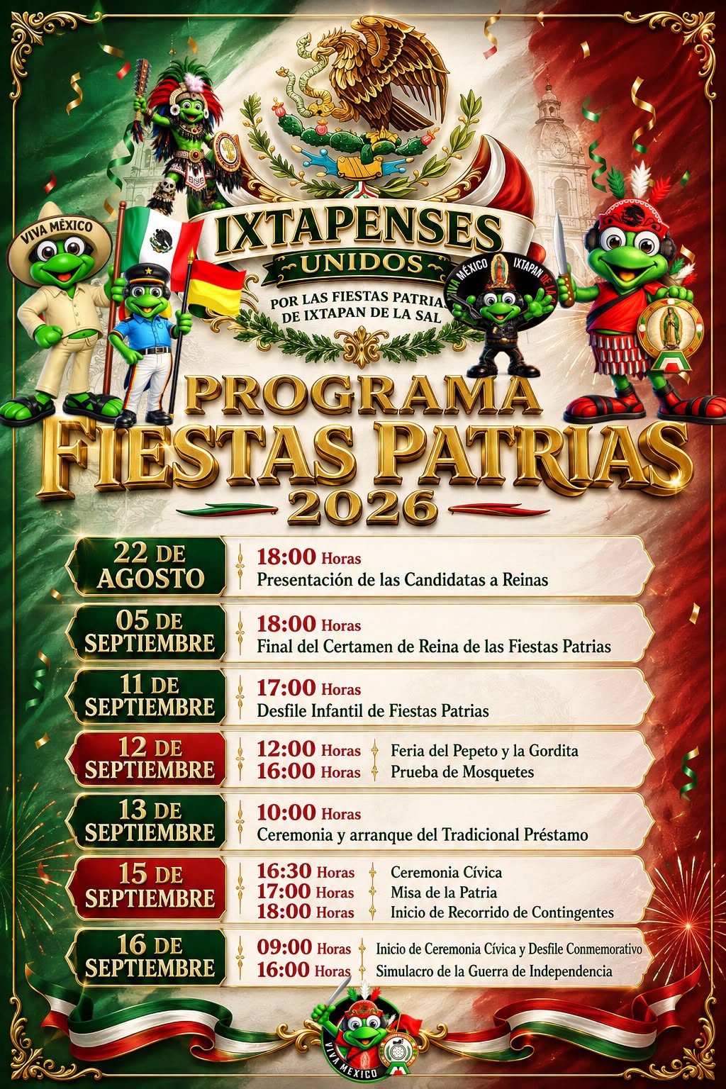 Programa Fiestas Patrias Ixtapan de la Sal 2026