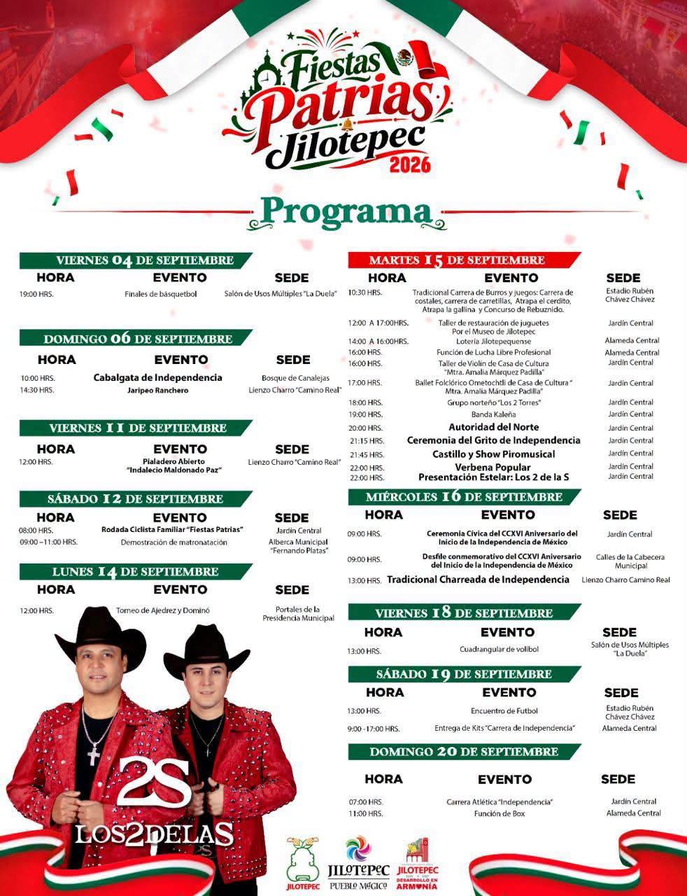 Programa Fiestas Patrias Jilotepec 2026