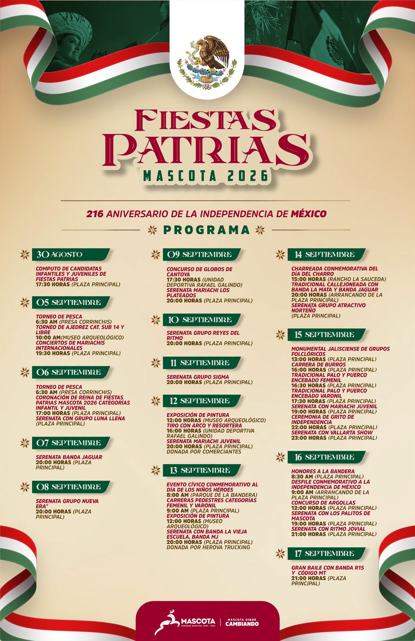 Programa completo Fiestas Patrias Mascota 2026