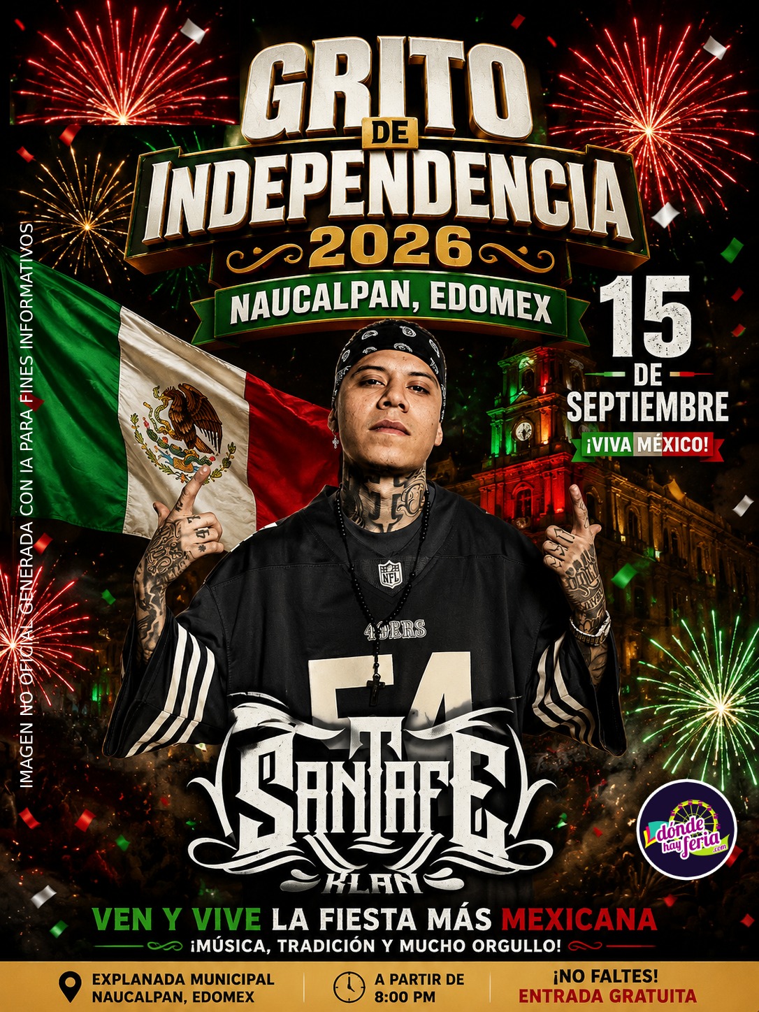 Grito de Independencia 2026 Naucalpan Edomex 15 septiembre Santa Fe Klan V2