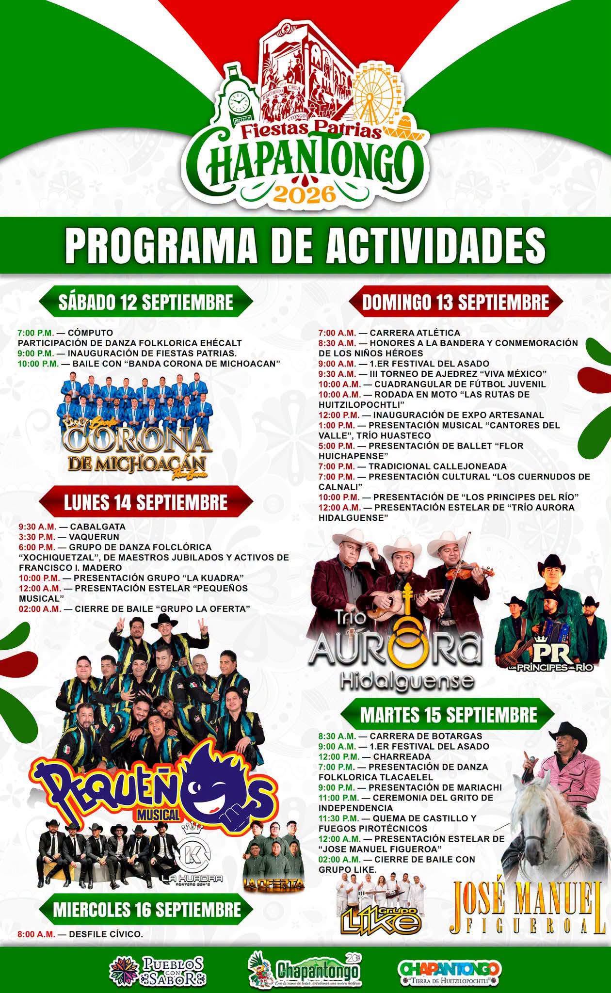 Cartelera artística Fiestas Patrias Chapantongo 2026