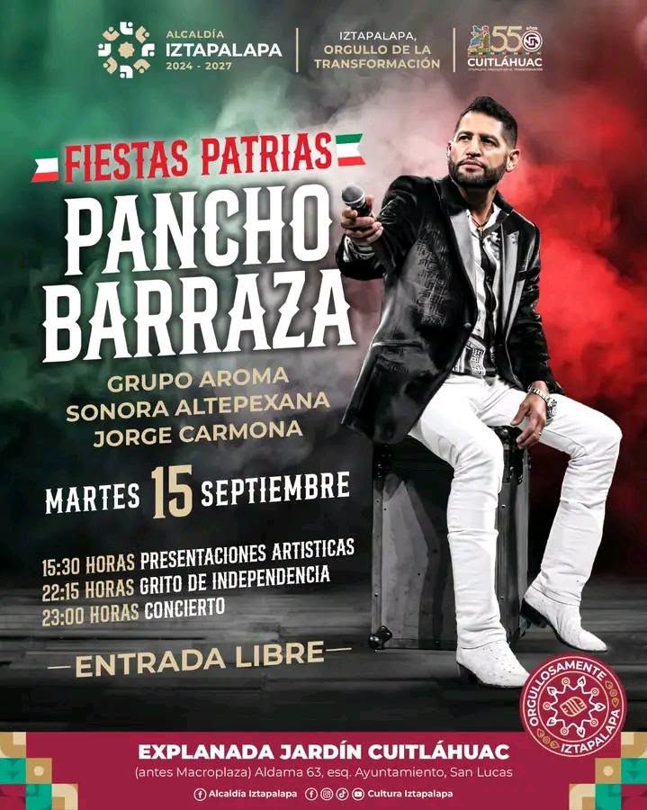 grito de independencia 2026 alcaldia iztapalapa cdmx pancho barraza
