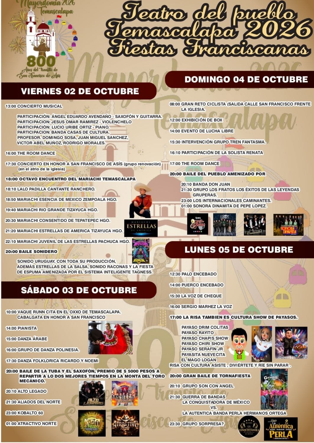 Programa Feria San Francisco de Asís Temascalapa 2026