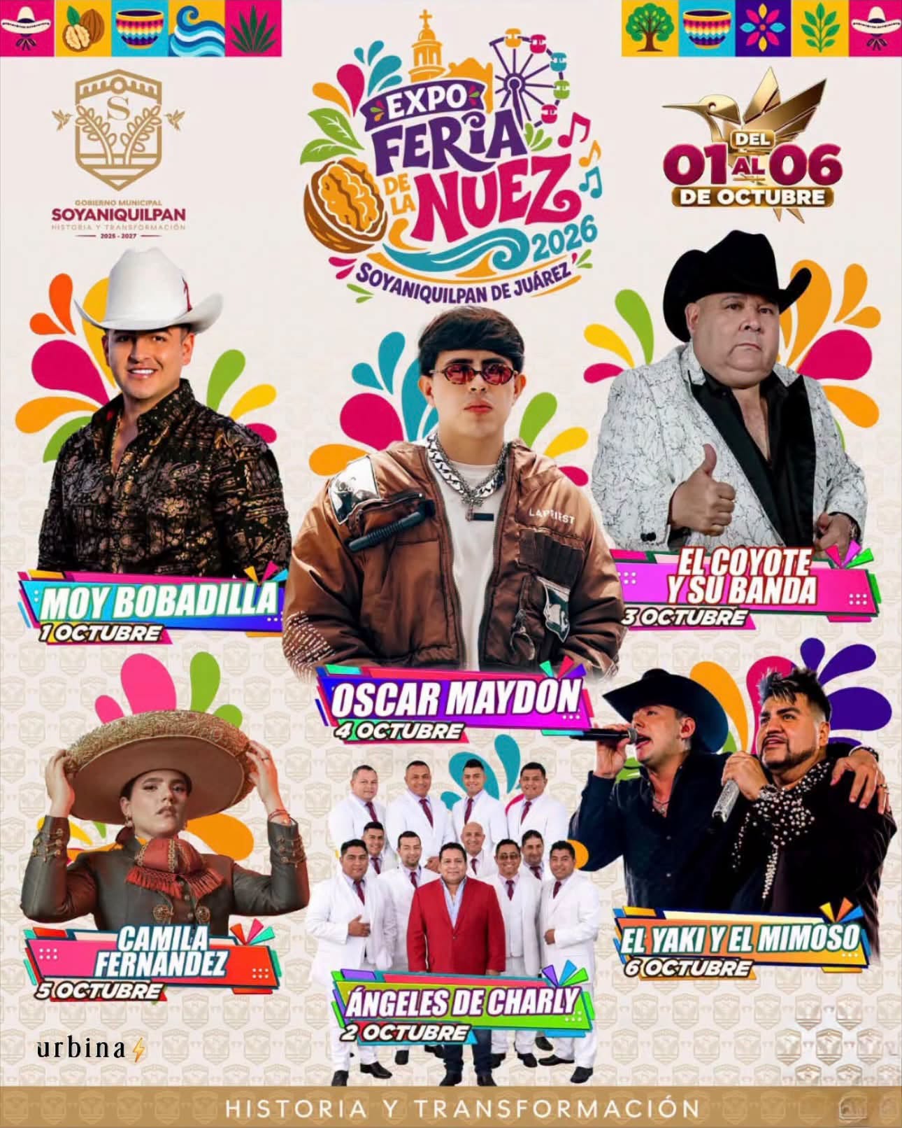 Cartelera Artística Expo Feria de la Nuez Soyaniquilpan 2026