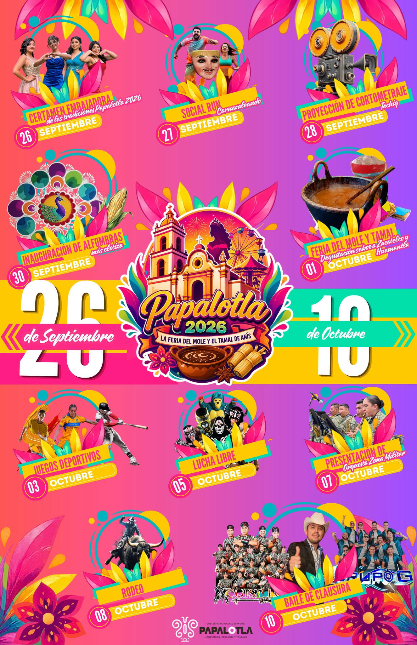 Cartelera Artística Feria del Mole y el Tamal de Anís Papalotla 2026