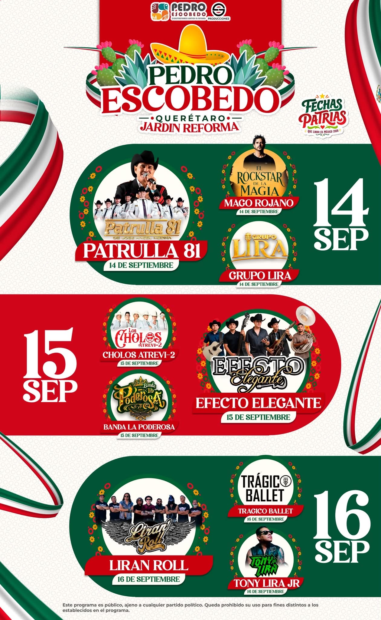 Fiestas Patrias Pedro Escobedo 2026 elenco