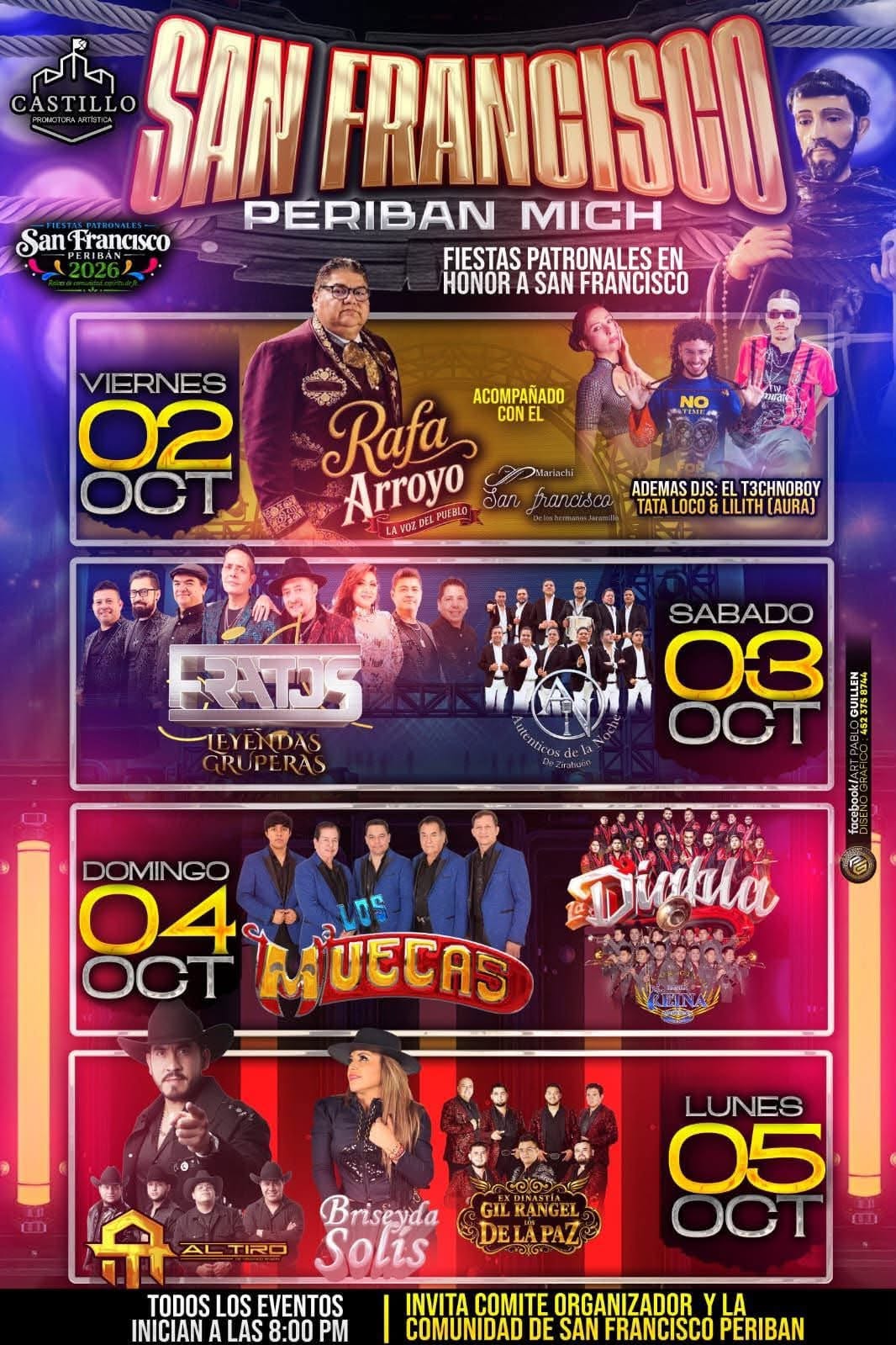 Cartelera Artística Fiestas Patronales San Francisco Peribán 2026