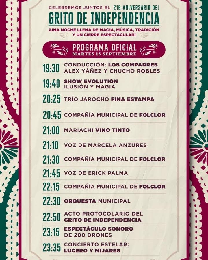 Programa Grito de Independencia 2026 en Cancún