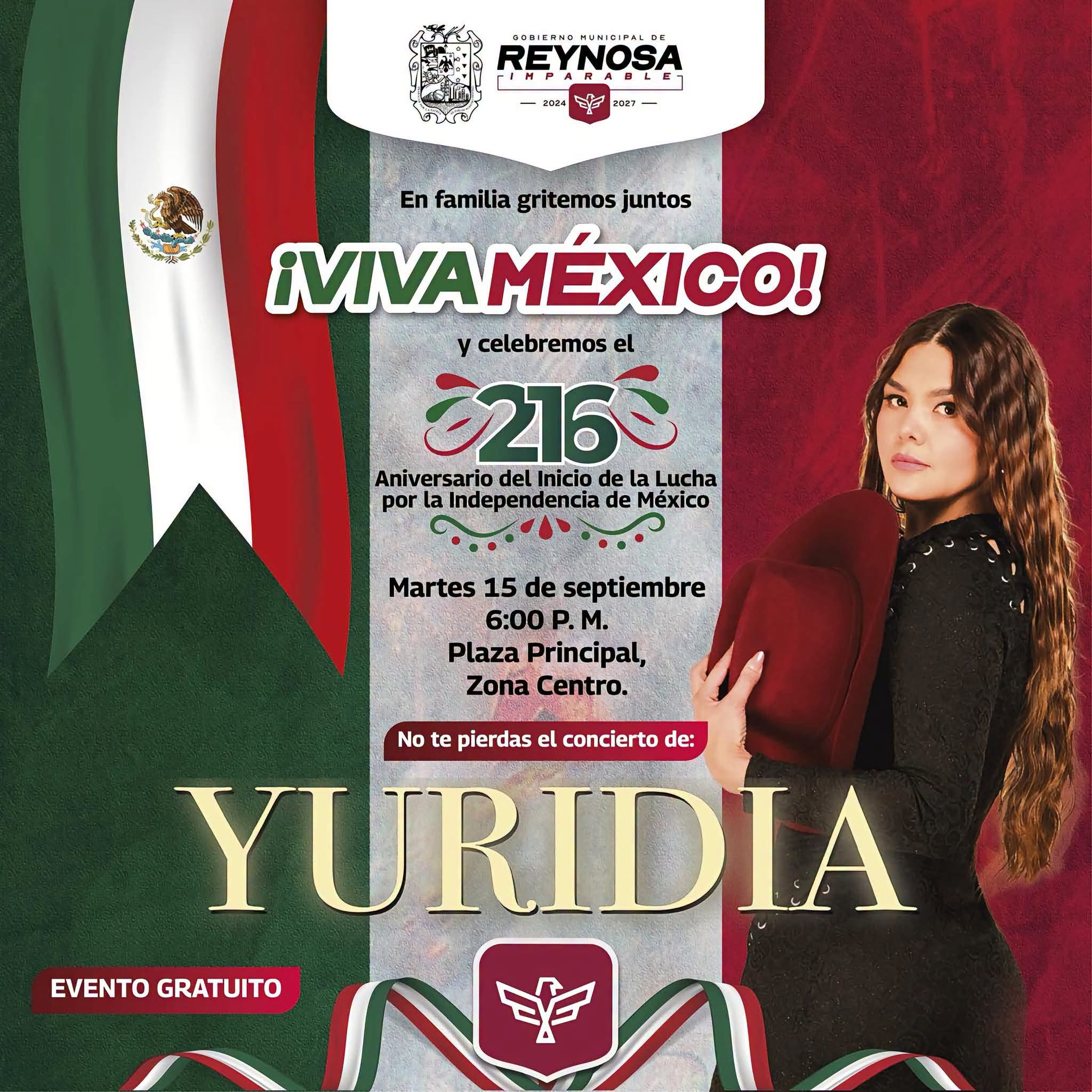 grito de independencia 2026 en reynosa yuridia