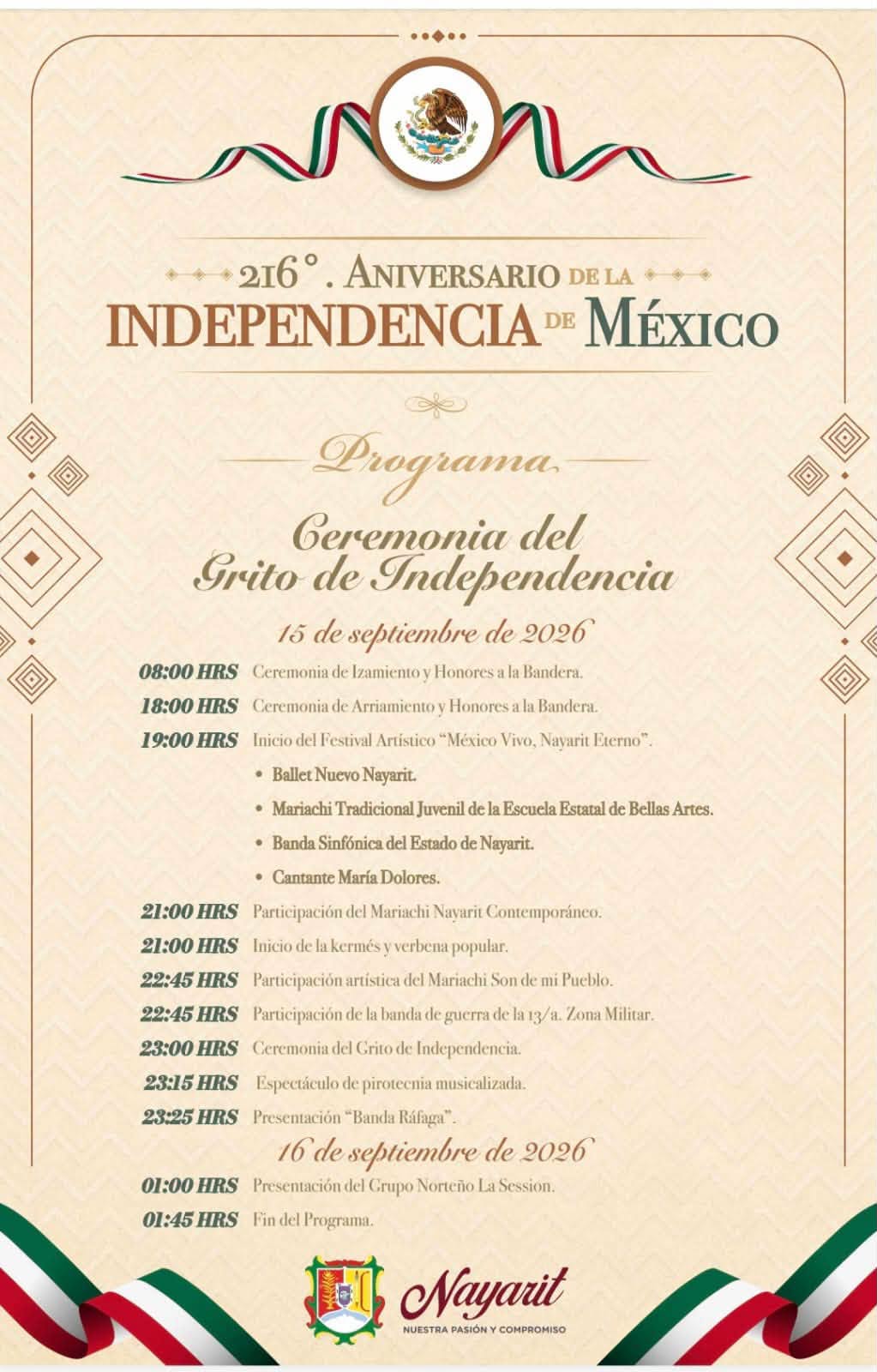 grito de independencia 2026 en tepic