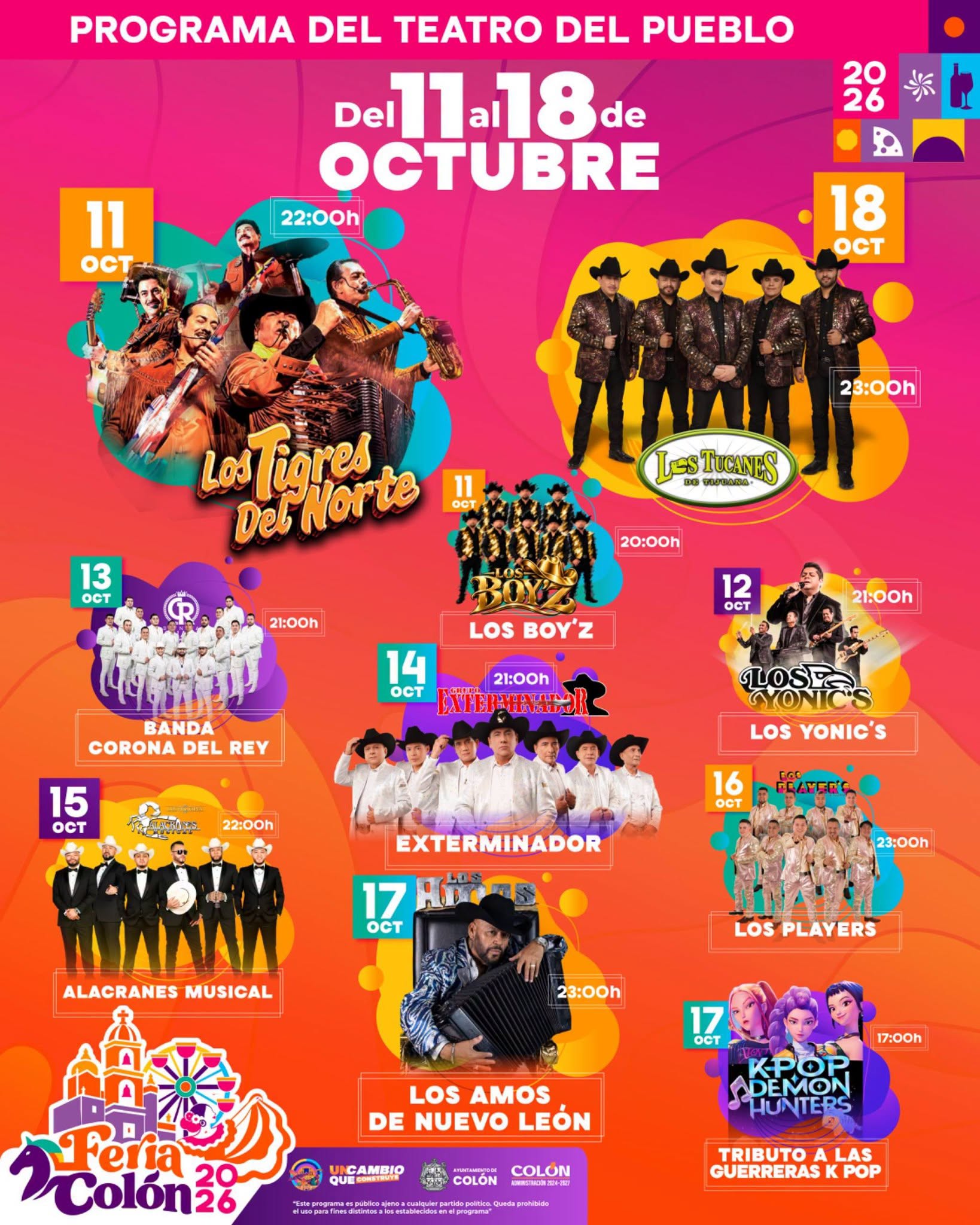 Feria de Colón 2026 elenco