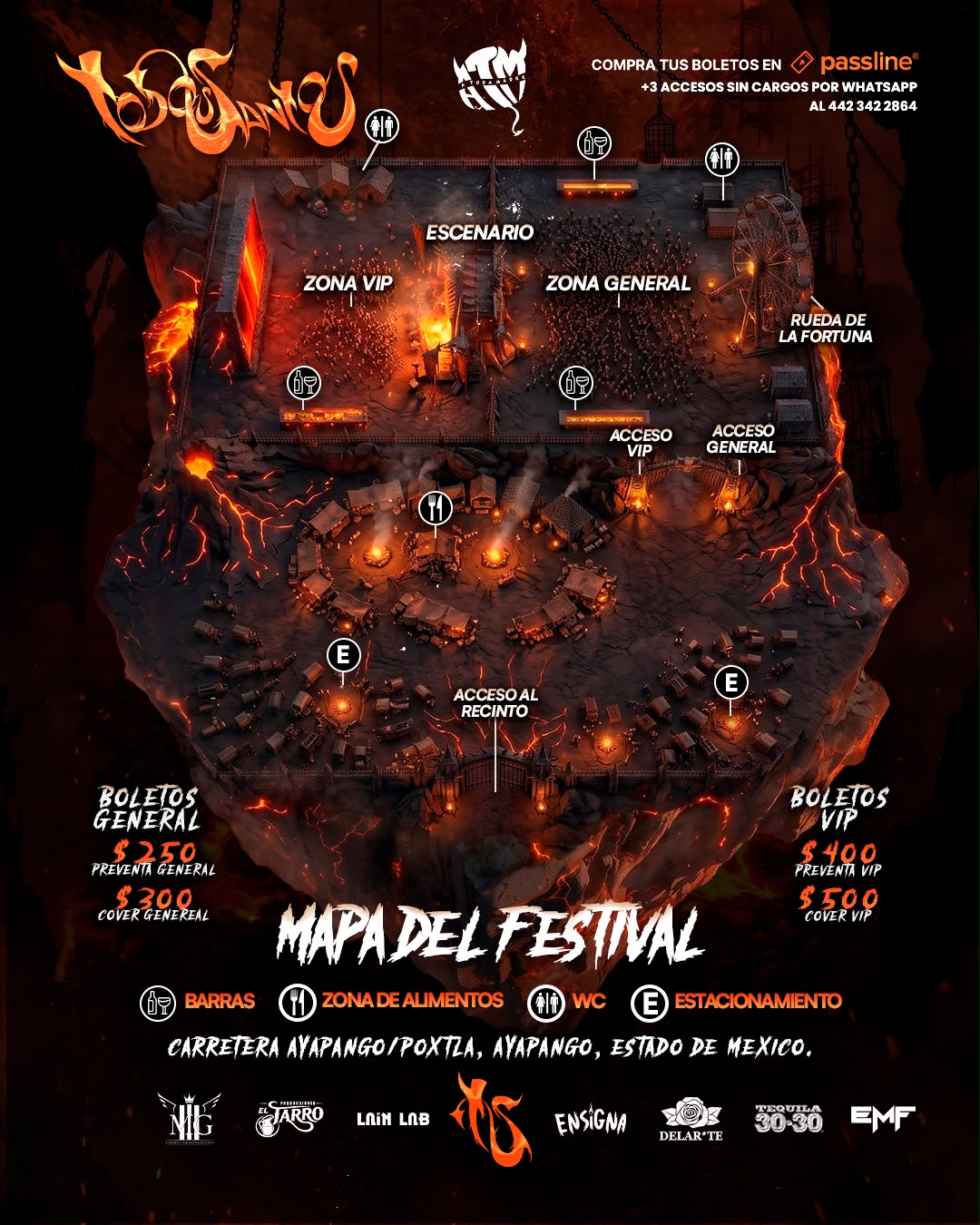 Mapa del Festival Todos Santos 2026 en Ayapango