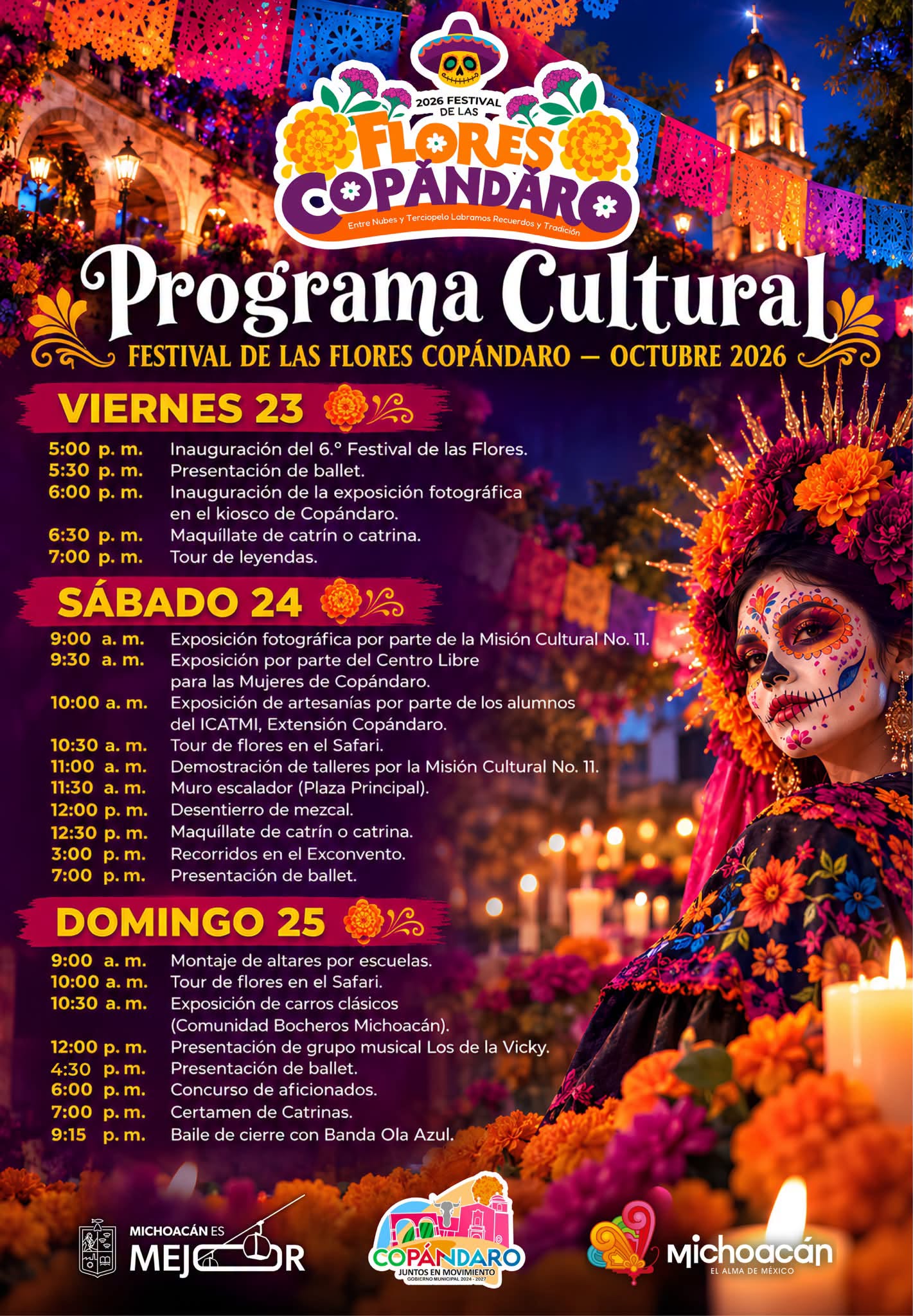 Programa cultural del Festival de las Flores Copándaro 2026